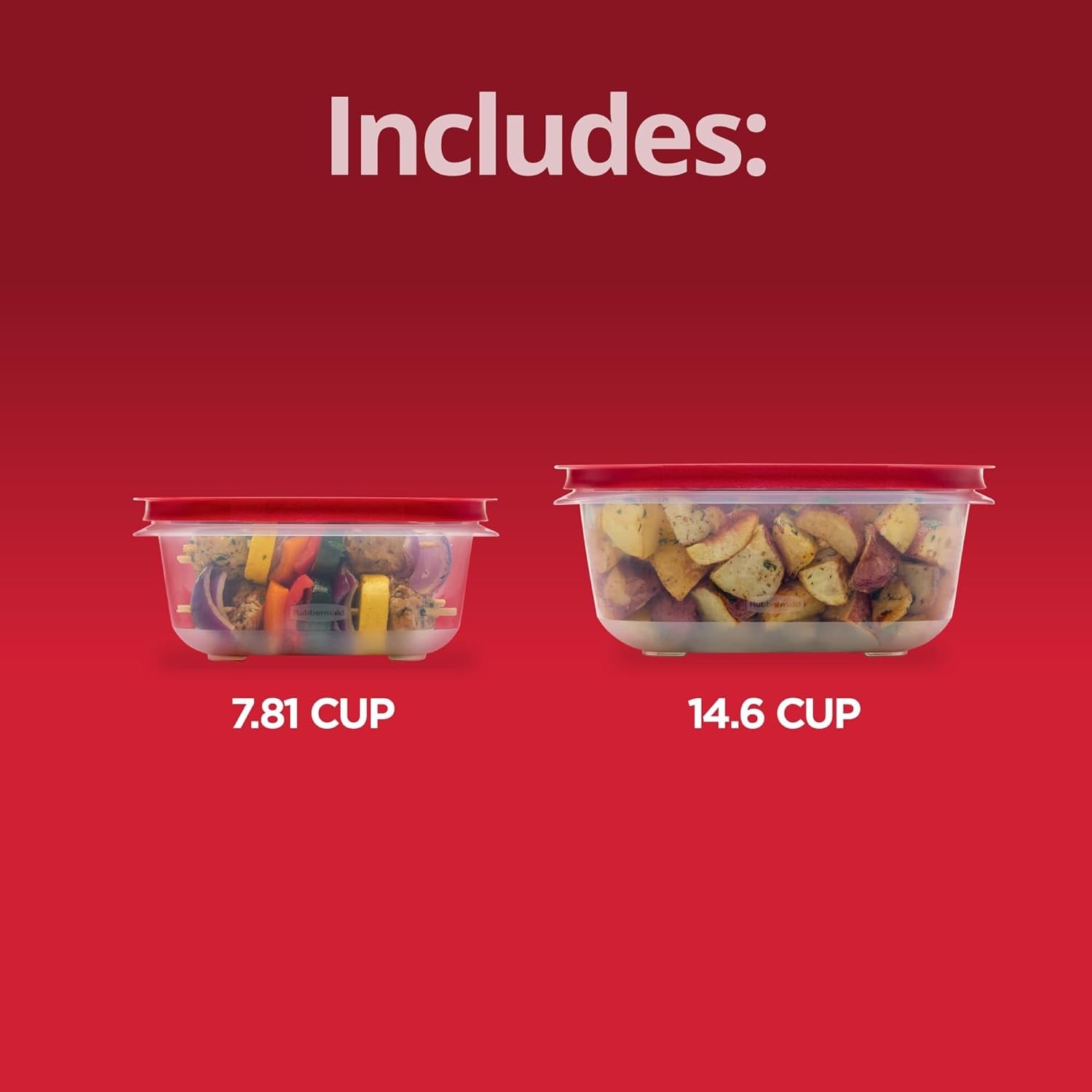 Rubbermaid 7.81- and 14.66-Cup Easystore Square Containers, 2 Pack, Food Storage Containers, Food Storage Containers with Lids