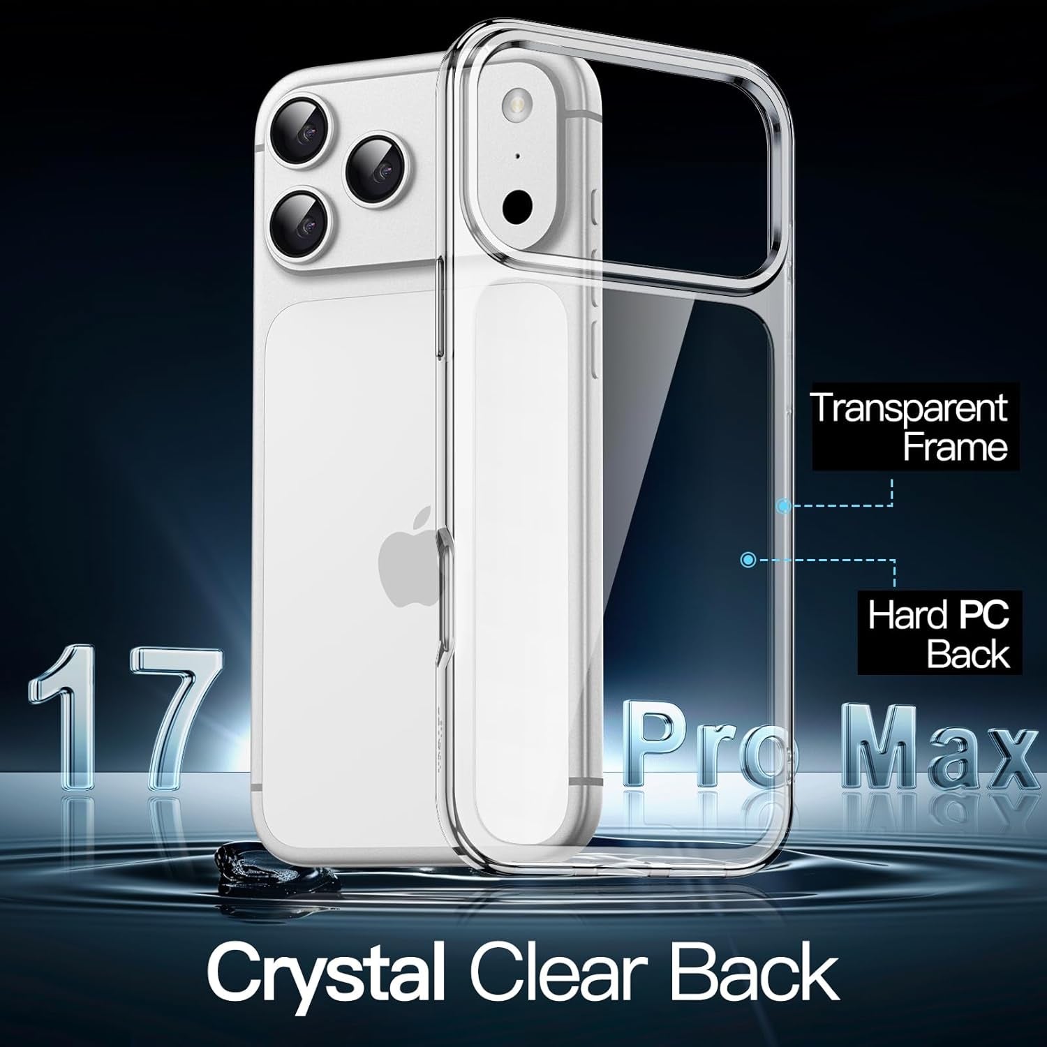 Case for Iphone 17 Pro Max 6.9-Inch, Non-Yellowing Shockproof Phone Bumper Cover, Anti-Scratch Clear Back (Clear)