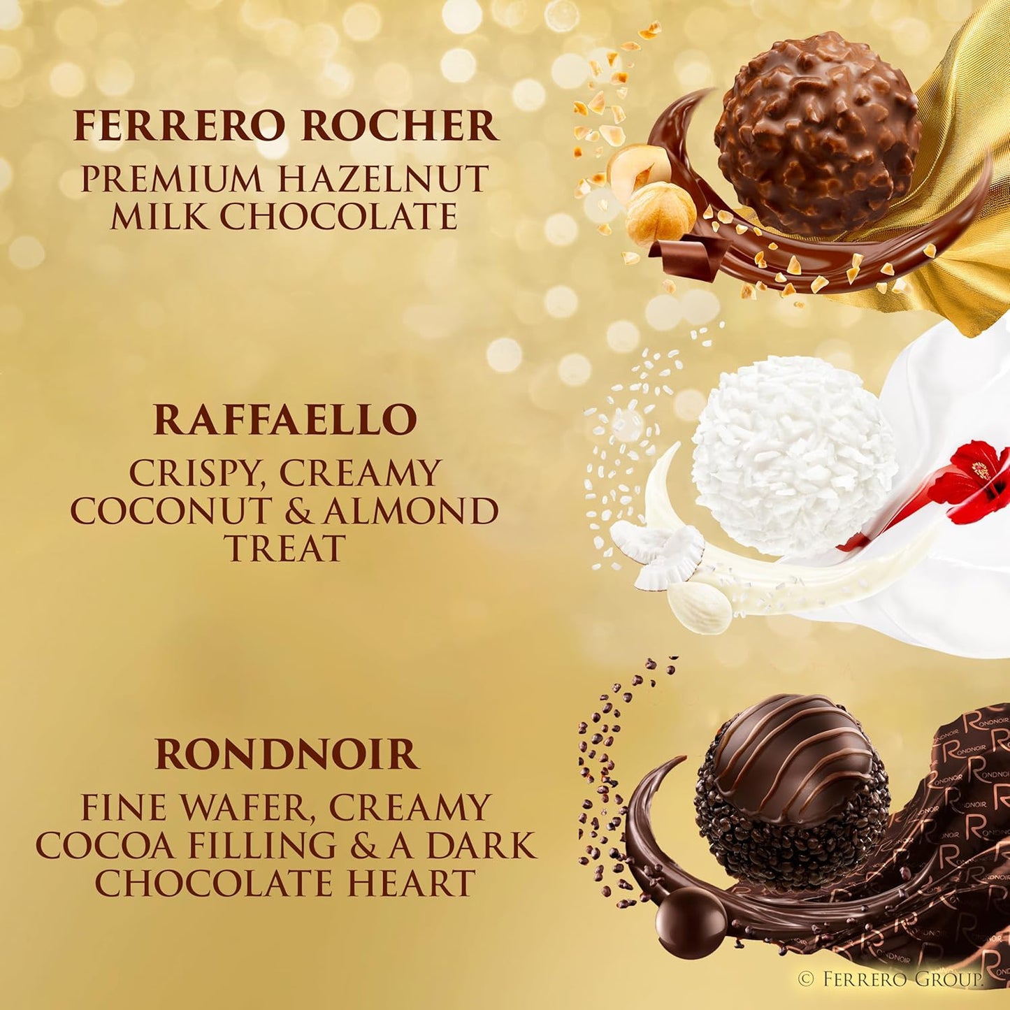 Ferrero Collection, Premium Assorted, Hazelnut, Dark Chocolate and Coconut, 48 Count Premium Treats, 6.1 Oz
