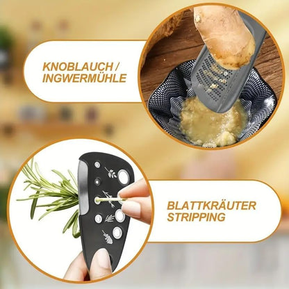6-Piece Stainless Steel Kitchen Gadget Set, Portable Utensil Accessories for RV Camping & Outdoor,Stackable with Pizza, Fruit, Herb Stripper Bottle Opener, Grinder, Cheese Grater-No Electricity Needed