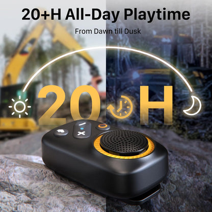 Wearable Bluetooth Speaker Clip On-Upgraded 800Mah Battery for 20 Hours Playtime, Waterproof Small Wearable Wireless Speaker with 120Db Loud Mic for Golf, Hiking, Jobsite - Black