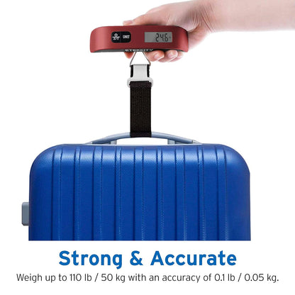 Luggage Scale, Digital Weight Scales for Travel Accessories Essentials Suitcases , Portable Handheld Scale with Temperature Sensor, Rubber Paint, 110 Pounds, Battery Included