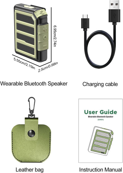 Wearable Bluetooth Speaker Mini Clip on Wireless Speaker, IPX5 Waterproof, 25H Playtime, Built in Mic for Hands Free Calls & Music, Ultra Portable Small Bluetooth Speakers for Outdoor & Jobsite Use