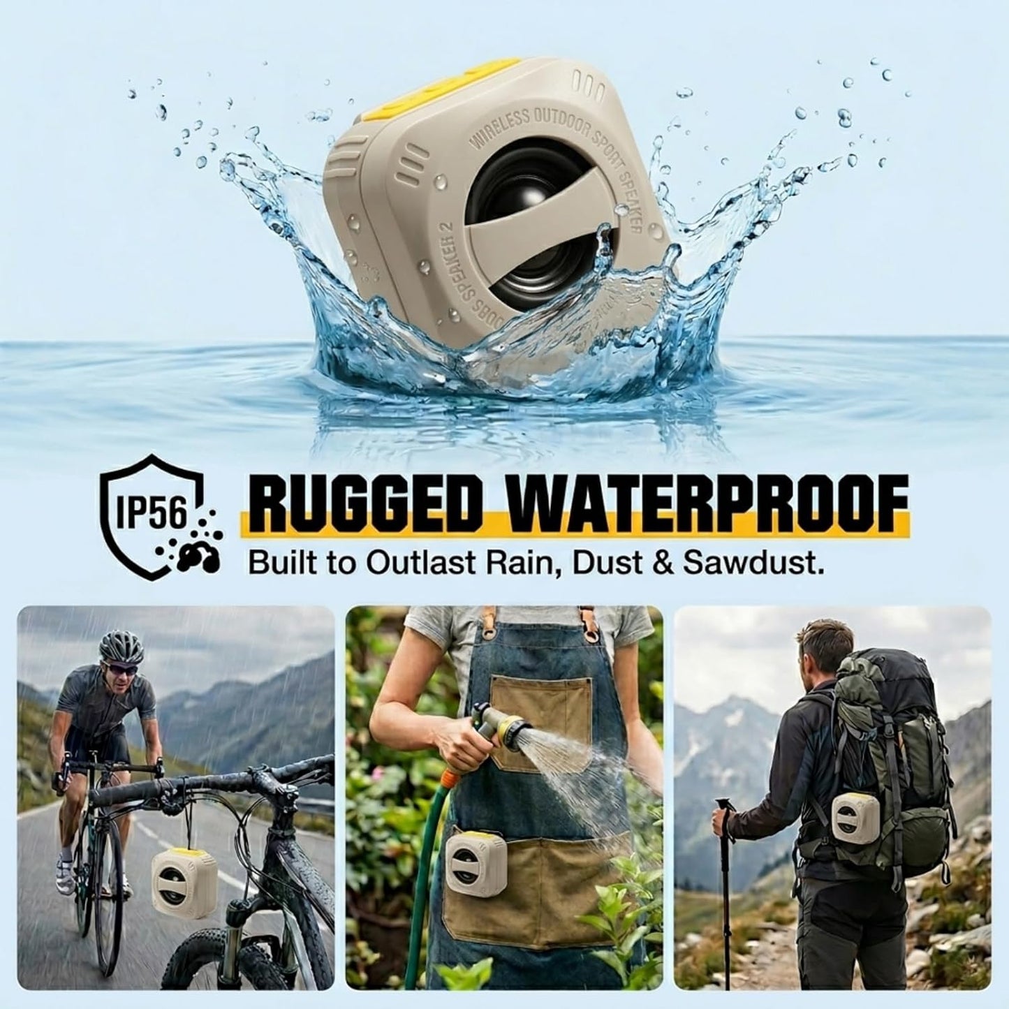 Wearable Bluetooth Speaker Clip on Wireless Portable Loud Audio | Ip56 Waterproof,Tws Dual Speaker Sync,Tf Card Mode & FM Radio,Built-In Mic Hands-Free for Outdoor Sports Travel