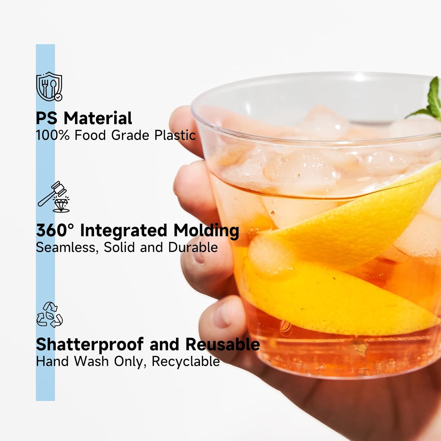 9 Oz Clear Plastic Cups 100 Packs, Disposable Plastic Party Cups Tumblers, Cocktail Cups, Perfect for Parties, Wedding and Events