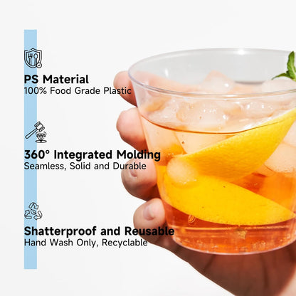 9 Oz Clear Plastic Cups 100 Packs, Disposable Plastic Party Cups Tumblers, Cocktail Cups, Perfect for Parties, Wedding and Events