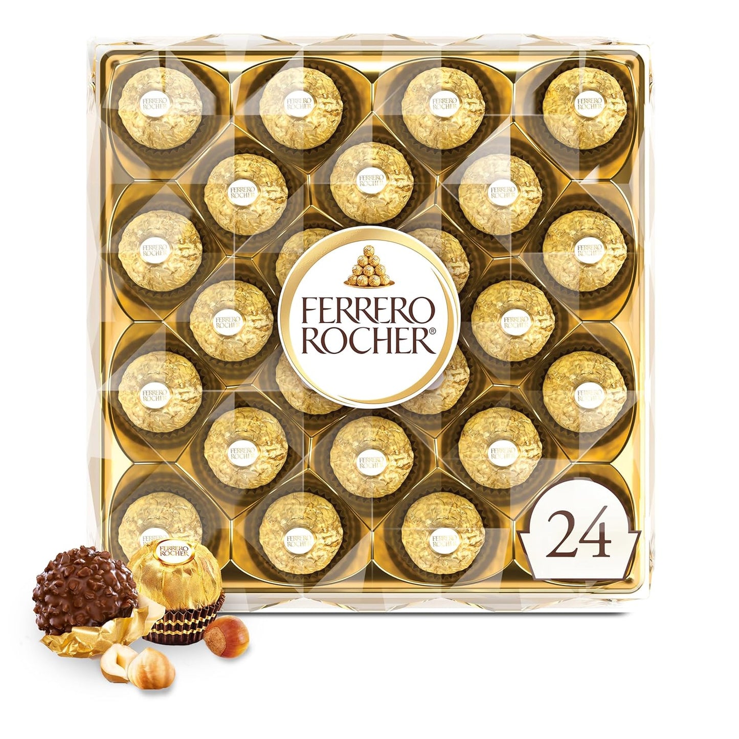 Gourmet Hazelnut Milk Chocolate Gift Box, 24 Individually Wrapped Chocolates, 10.6 Oz