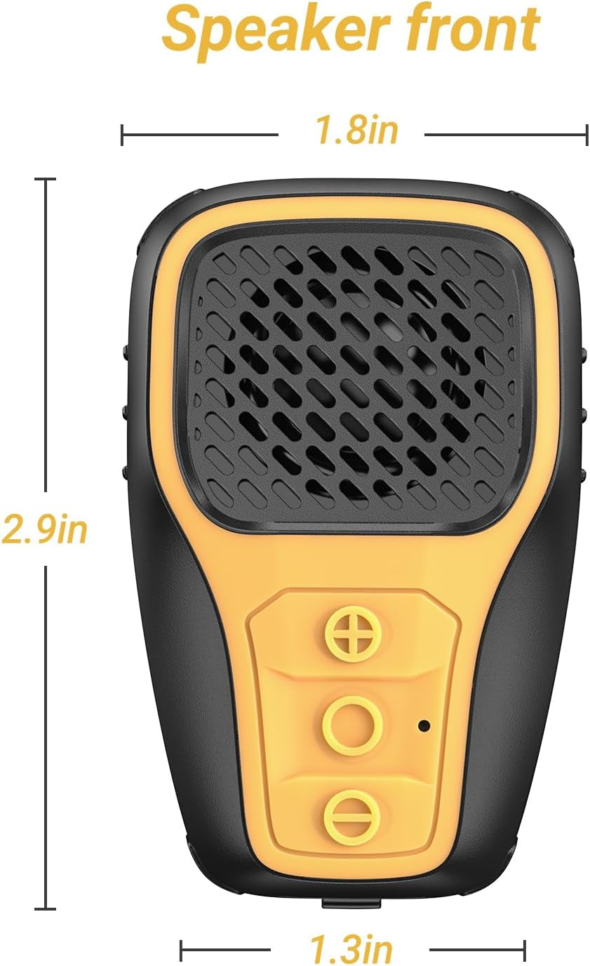 Wearable Bluetooth Speaker, IP67 Waterproof Clip-On Mini Portable Speakers, Wireless Clip Speaker with Built-In Mic, Hands-Free Music and Calls for Work/Riding/Golf/Outdoor(Yellow)