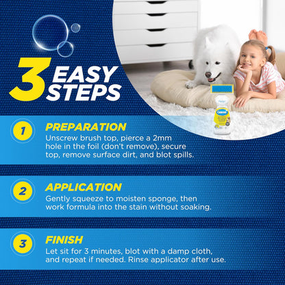 2-In-1 Oxy-Powered Pet Stain & Odor Remover (13.5 Fl Oz), Carpet Spot Cleaner Removes Urine Odor, Lifts Mud & Vomit Stains, Prevents Resoiling
