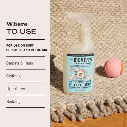 Mrs. MEYER'S CLEAN DAY Pet Stain & Odor Fighter, Coconut Leaf Scent, 16Oz