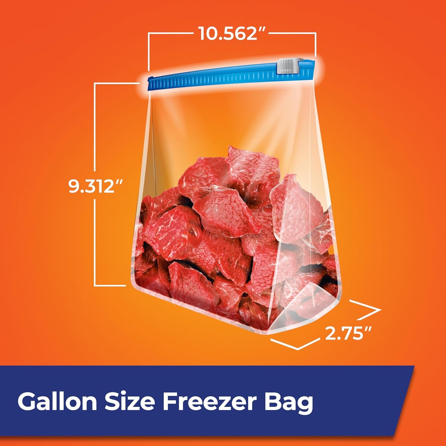 Slider 1 Gallon Freezer Bags, 56 Count, Gallon Slider Bags for Freezer, Holds Raw Meat, Soups, Prepped Fruits and Veggies, and More, Writable Label, Secure Zip and Click Closure