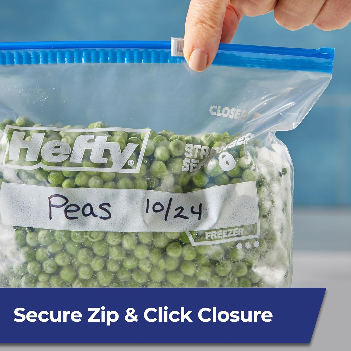 Slider 1 Gallon Freezer Bags, 56 Count, Gallon Slider Bags for Freezer, Holds Raw Meat, Soups, Prepped Fruits and Veggies, and More, Writable Label, Secure Zip and Click Closure