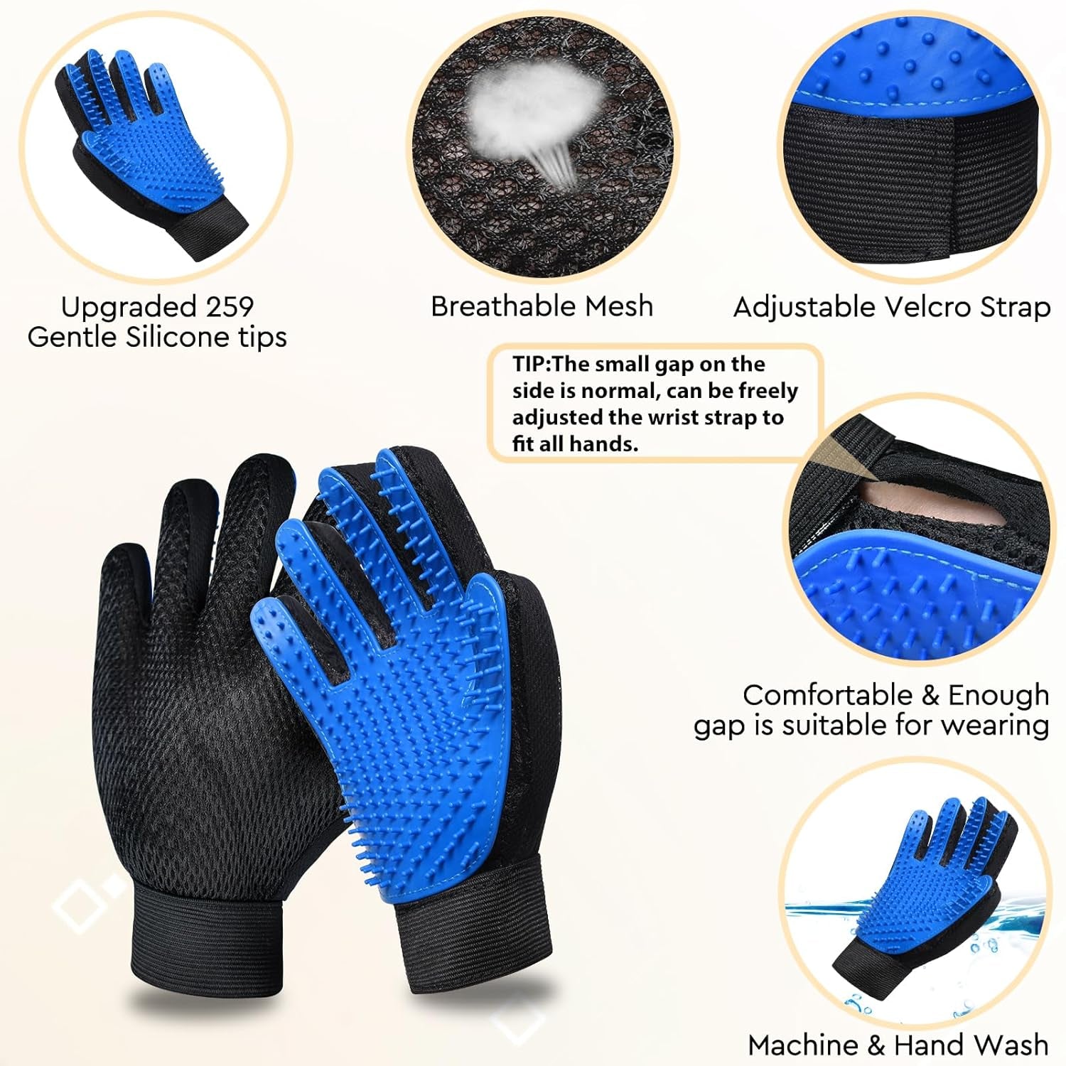 Cat Grooming Glove Brush,Pet Hair Remover Tool,Reusable Dog Hair Fur Remover for Carpet,Furniture,Couch,Clothes,Eco-Friendly and High Efficiency
