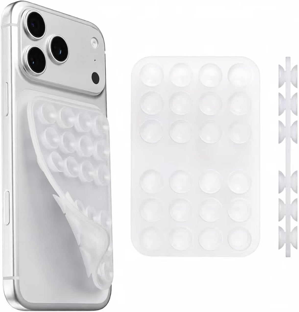 Upgraded Double Sided Silicone Suction Cup Phone Case Mount, Sticky Phone Grip Holder for Hands-Free Selfes & Videos, Reusable Silicone Phone Suction Grip for Iphone & Android, Transparent
