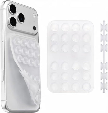 Upgraded Double Sided Silicone Suction Cup Phone Case Mount, Sticky Phone Grip Holder for Hands-Free Selfes & Videos, Reusable Silicone Phone Suction Grip for Iphone & Android, Transparent