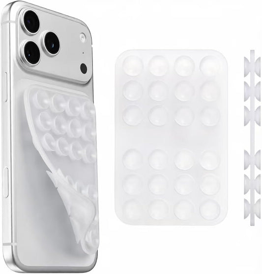Upgraded Double Sided Silicone Suction Cup Phone Case Mount, Sticky Phone Grip Holder for Hands-Free Selfes & Videos, Reusable Silicone Phone Suction Grip for Iphone & Android, Transparent
