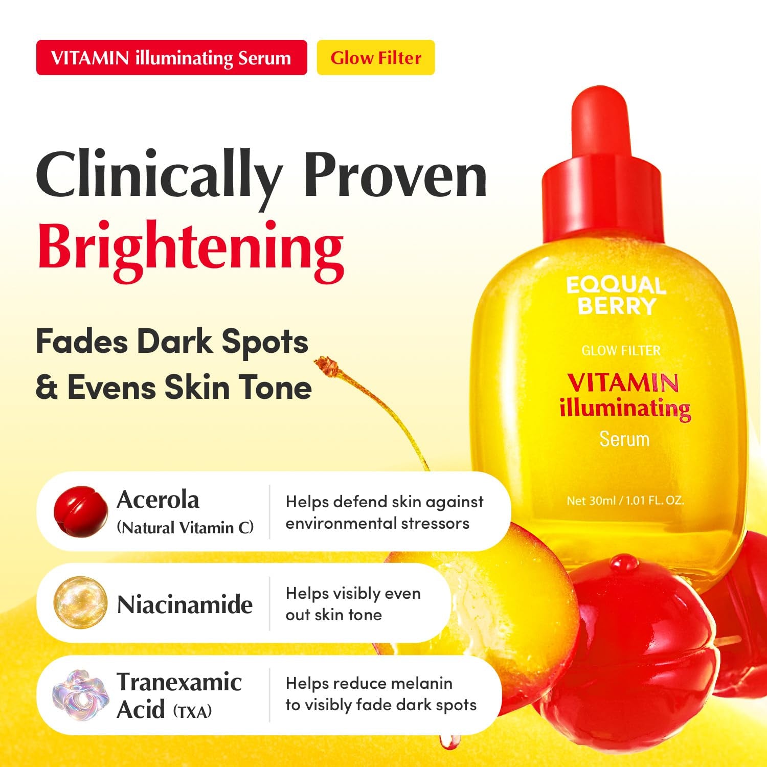 Vitamin Illuminating Serum | Niacinamide 4% & TXA | Brightening Vitamin C Serum for Face Glow with Hyaluronic Acid | Dark Spot & Uneven Tone Care | Korean Skincare, 1.01 Fl Oz