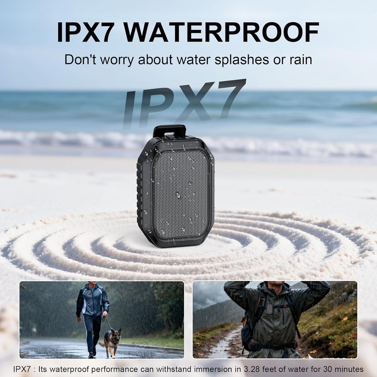 Wearable Bluetooth Speaker,Ipx7 Waterproof Outdoor Speakers,Clip-On Wireless Small Portable Speaker with Bluetooth 6.0,Tws,Hands-Free Calls for Work,Golf,Camping
