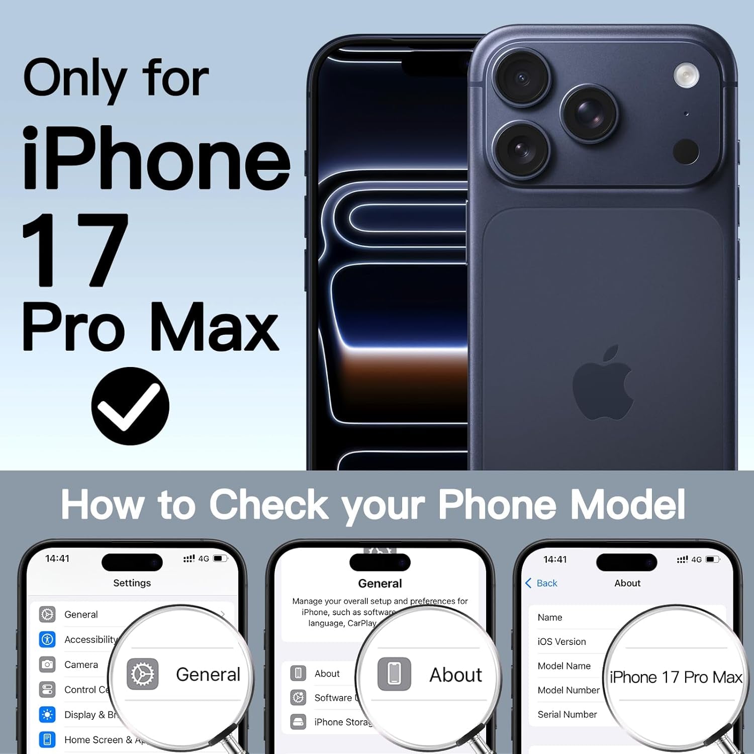 Case for Iphone 17 Pro Max 6.9-Inch with Built-In Tempered Glass Screen Protector and Camera Control Button, Compatible with Magsafe, 360 Degree Full Body Cover (Deep Blue)