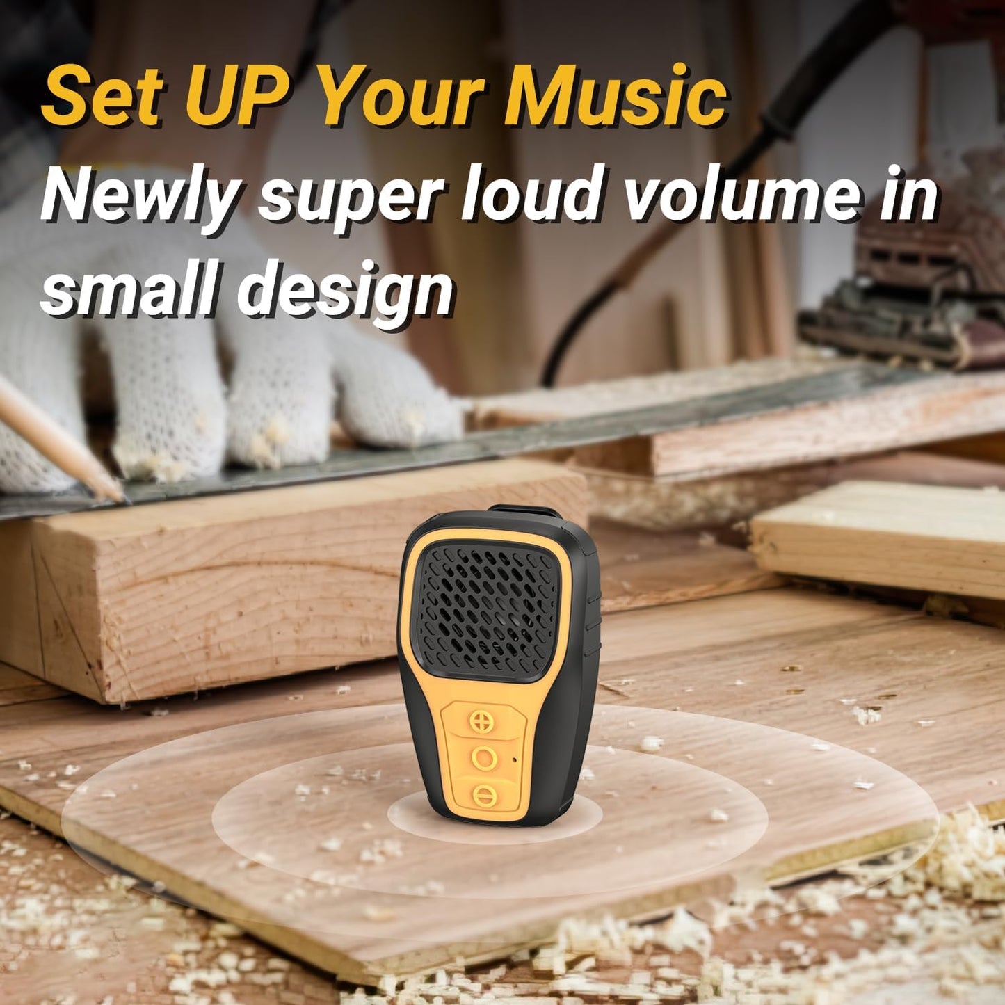 Wearable Bluetooth Speaker, IP67 Waterproof Clip-On Mini Portable Speakers, Wireless Clip Speaker with Built-In Mic, Hands-Free Music and Calls for Work/Riding/Golf/Outdoor(Yellow)
