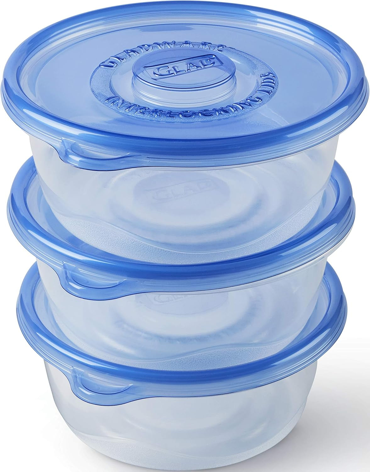 ware Big Bowl Food Storage Containers with Lids, Large round No BPA Plastic Containers for Soups, Salads, and Meal Prep, Lock Tight Seal, Microwave Dishwasher Safe, 48 Oz, 3 Count