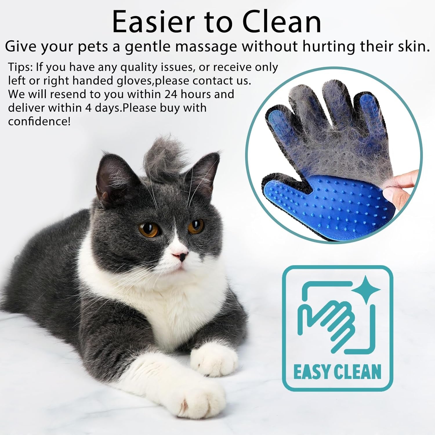 Cat Grooming Glove Brush,Pet Hair Remover Tool,Reusable Dog Hair Fur Remover for Carpet,Furniture,Couch,Clothes,Eco-Friendly and High Efficiency