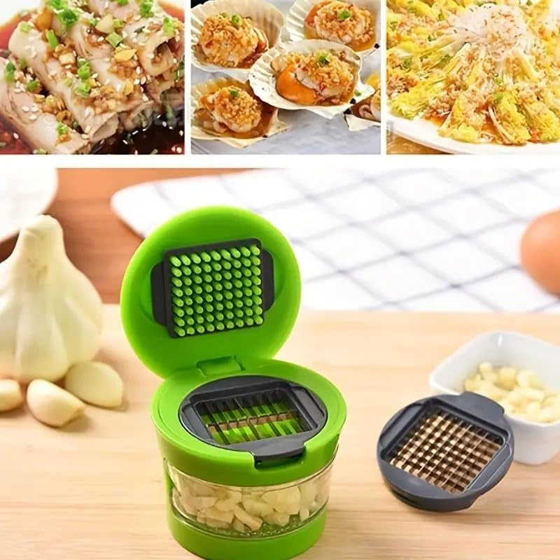 1Pc Premium Stainless Steel Multifunctional Garlic Press, Manual Mincer, Slicer & Grater - Essential Kitchen Gadget for Home and Restaurant Use