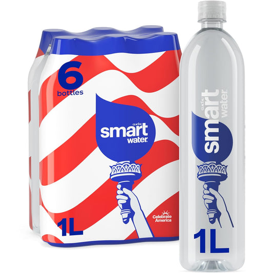 Smartwater Vapor Distilled Premium Water Bottles, 1L, 6 Pack