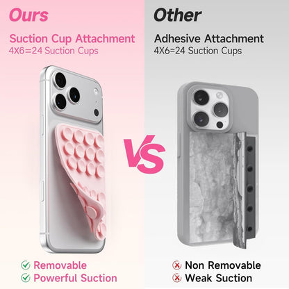 Upgraded Double Sided Silicone Suction Cup Phone Case Mount, Sticky Phone Grip Holder for Hands-Free Selfes & Videos, Reusable Silicone Phone Suction Grip for Iphone & Android, Light Blue