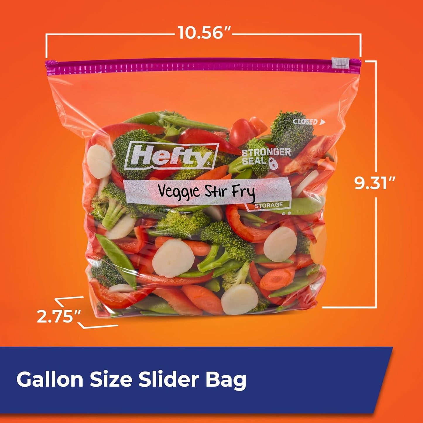 Slider Kitchen Storage Bags, Gallon Size, Zipper Closure, 66 Count