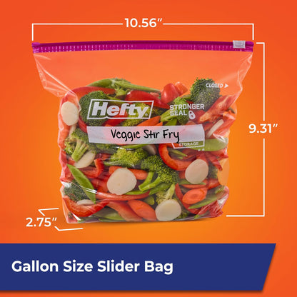 Slider Kitchen Storage Bags, Gallon Size, Zipper Closure, 66 Count