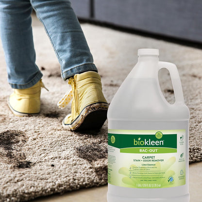 Bac-Out Enzyme Cleaner and Stain & Odor Remover for Pet Stains, Laundry, Diapers, Wine, Carpets, & More, Eco-Friendly, Non-Toxic, Lime Scent, 128 Ounces
