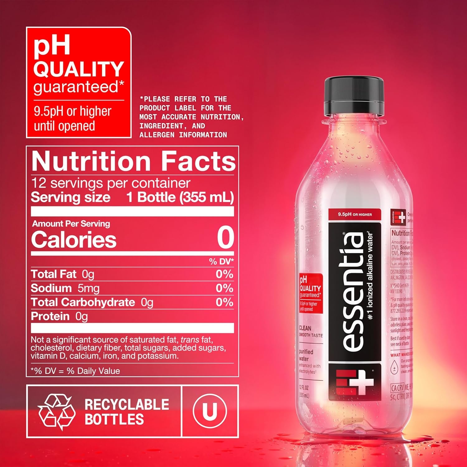 Essentia Water, Water Ionized Alkaline, 12 Fl Oz, 12 Pack