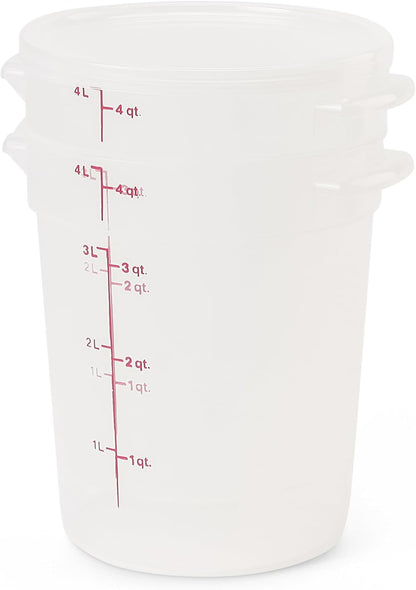 Food Storage Containers with Lids (Bpa-Free) - 4 Quart - Food Grade Buckets with Lids (2 Pack) - for Dough Proofing and Brining (Translucent)