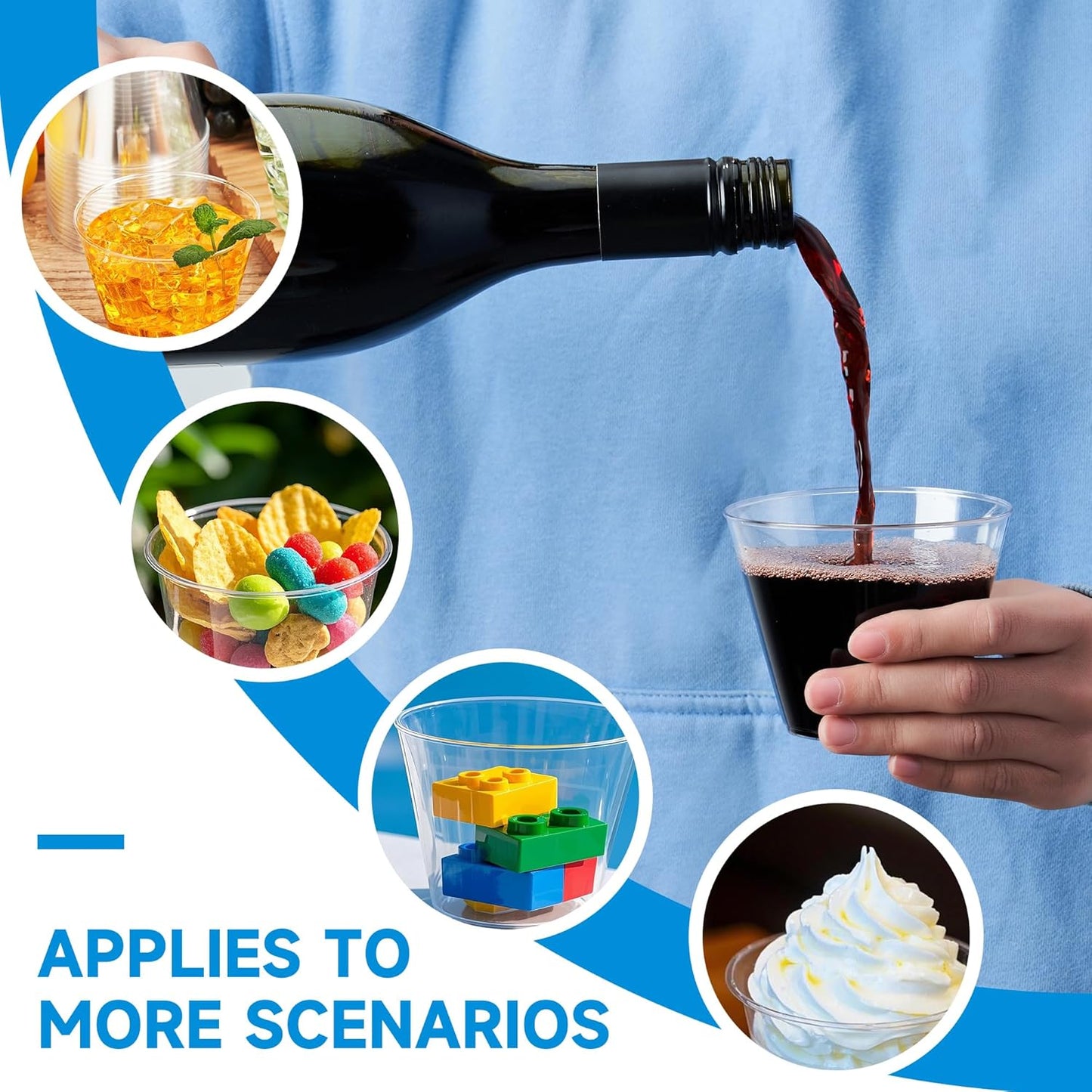 9 Oz Clear Plastic Cups 100 Packs, Disposable Plastic Party Cups Tumblers, Cocktail Cups, Perfect for Parties, Wedding and Events