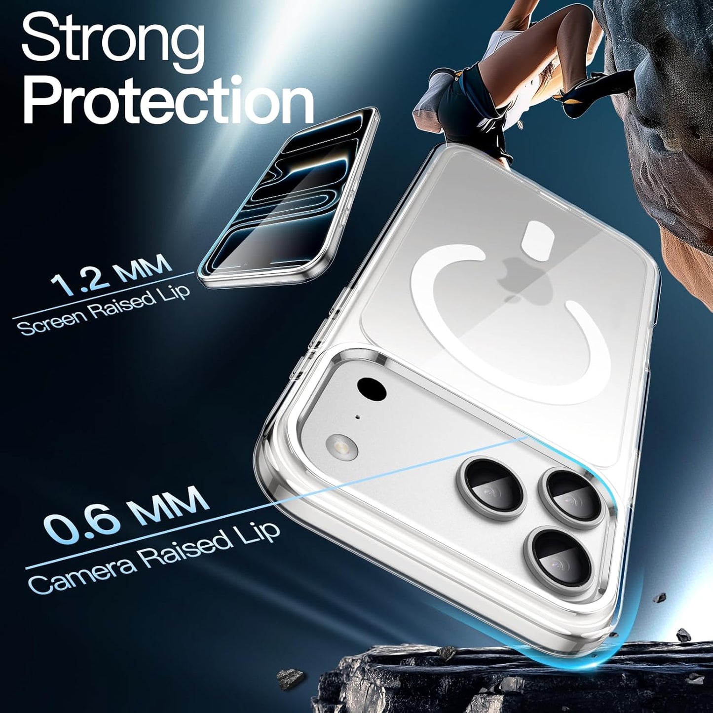 Magnetic Case for Iphone 17 Pro Max 6.9-Inch Compatible with Magsafe, Shockproof Phone Bumper Cover, Anti-Scratch Clear Back (Clear)