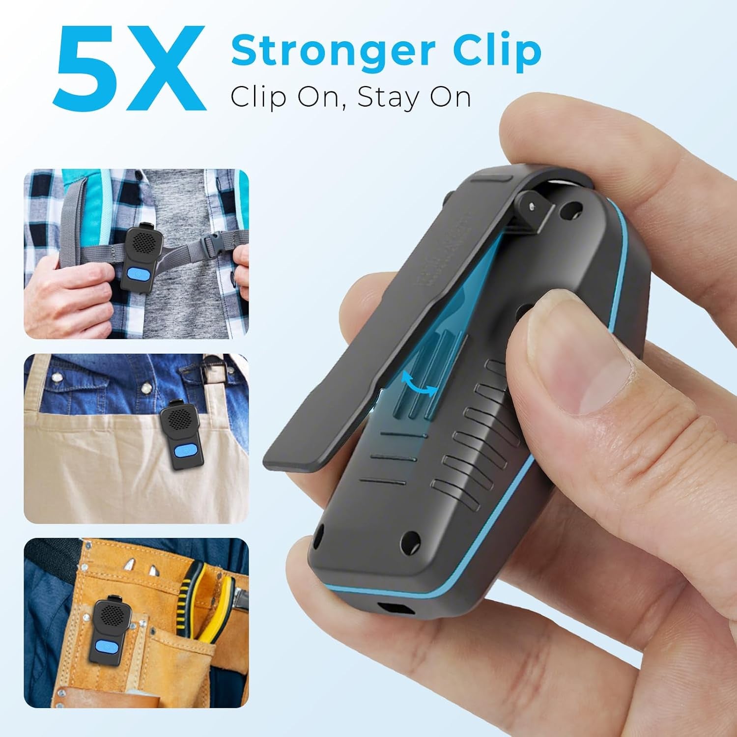 Wearable Bluetooth Speaker, 10H Working Time Clip on Portable Mini Personal Speaker, IPX7 Waterproof, Clean Sound, BT 5.3, ENC Built-In Mic, Hands-Free Music/Calls for Outdoor Work