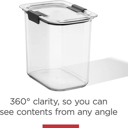 Rubbermaid Brilliance 16-Cup Airtight Food Storage Container with Lid Clear/Grey - Optimal for Pantry Organization Flour Sugar and Food Storage