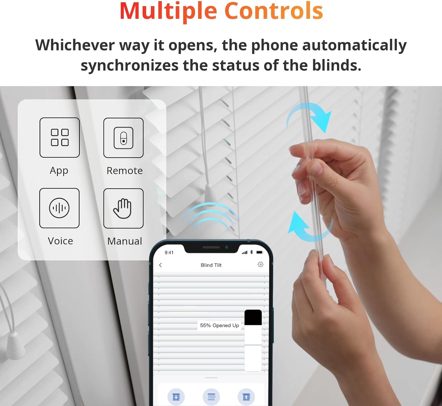 Smart Electric Motorized Blinds Kit - 3Pack with 2.4G Wifi Remote Control, Solar Powered, Compatible with Alexa, Google Home and Siri, Light Sensing Control, Unlimited Group Control