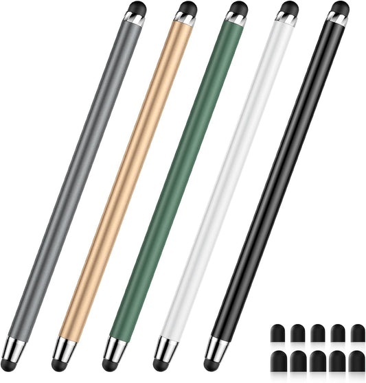 Stylus Pen for Touchscreen(5 Pcs) 2-In-1 Stylus Pen for Ipad | High Sensitivity Precision Suitable for Touch Screens of Iphone/Ipad/Android Tablet(Black/White/Gray/Gold/Dark Green)