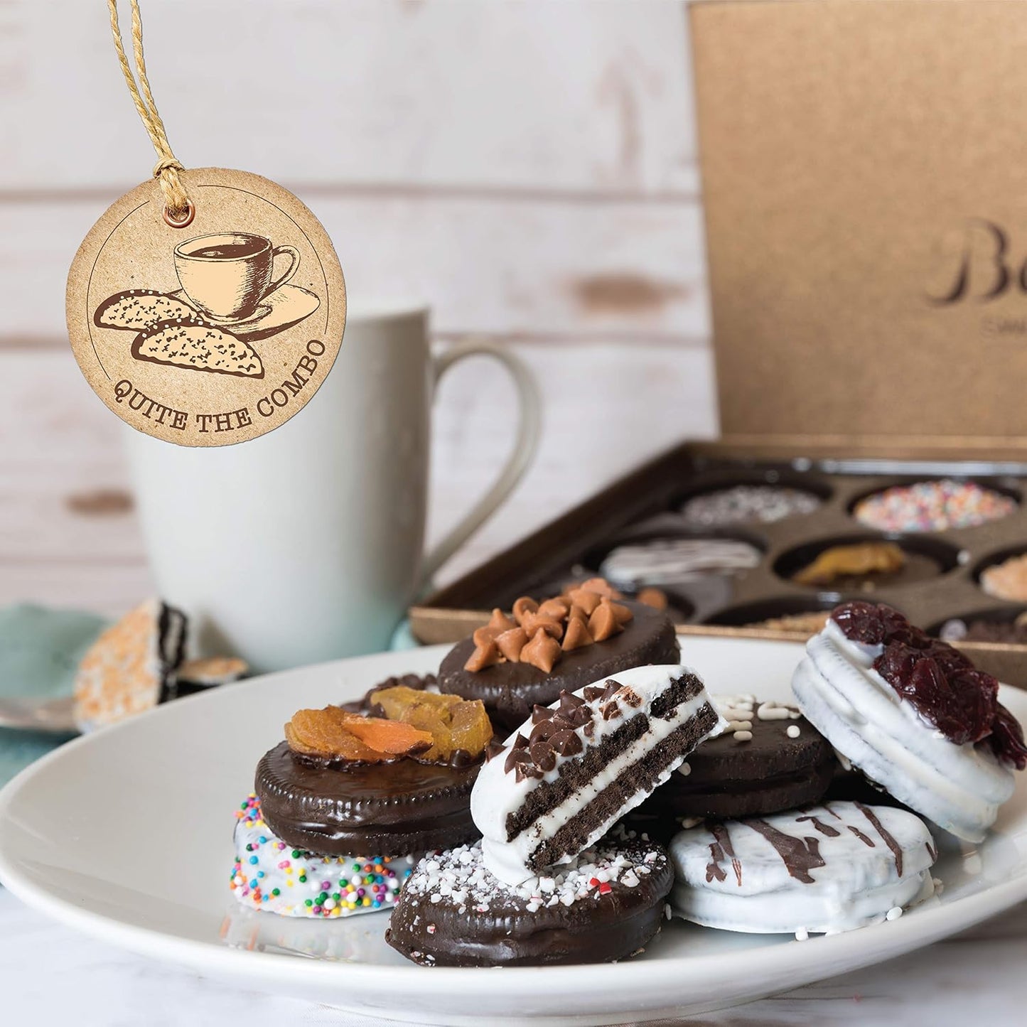 Barnetts Fathers Day Gift Basket, 12 Chocolate Covered Cookies Gourmet Candy Box Baskets for Dad, Men, Husband, Father, Grandfather, Son, Brother, Prime Food Delivery, Gifts for Him