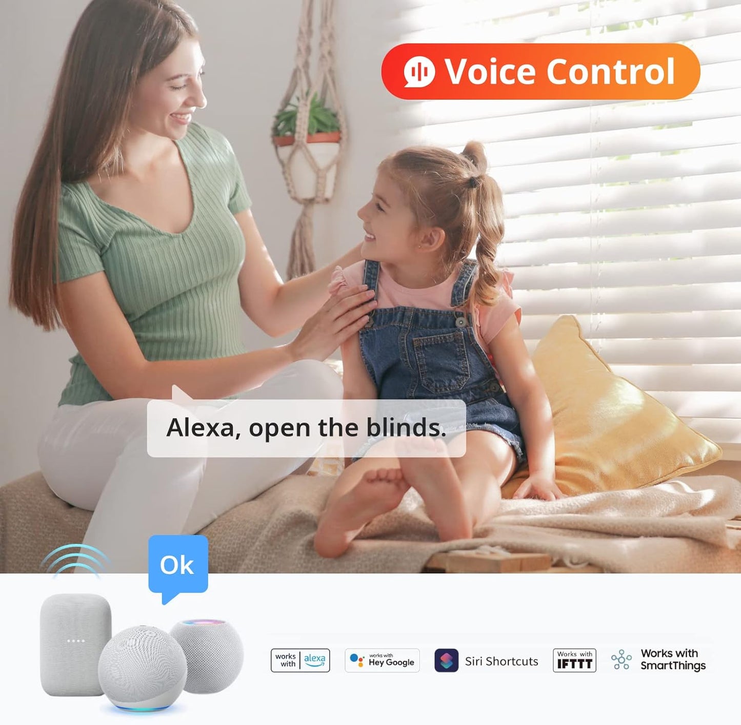 Smart Electric Motorized Blinds Kit - 3Pack with 2.4G Wifi Remote Control, Solar Powered, Compatible with Alexa, Google Home and Siri, Light Sensing Control, Unlimited Group Control