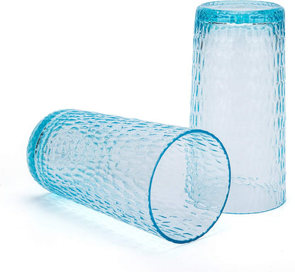 22-Ounce Honeycomb Highball Glasses Plastic Tumbler Acrylic Glasses, Set of 6 Multicolor