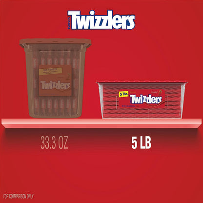 Twists Strawberry Flavored Licorice Style, Chewy Holiday Candy Tub, 5 Lb