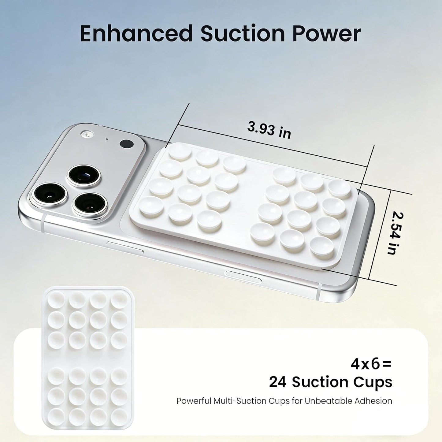 Upgraded Double Sided Silicone Suction Cup Phone Case Mount, Sticky Phone Grip Holder for Hands-Free Selfes & Videos, Reusable Silicone Phone Suction Grip for Iphone & Android, White