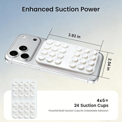 Upgraded Double Sided Silicone Suction Cup Phone Case Mount, Sticky Phone Grip Holder for Hands-Free Selfes & Videos, Reusable Silicone Phone Suction Grip for Iphone & Android, White