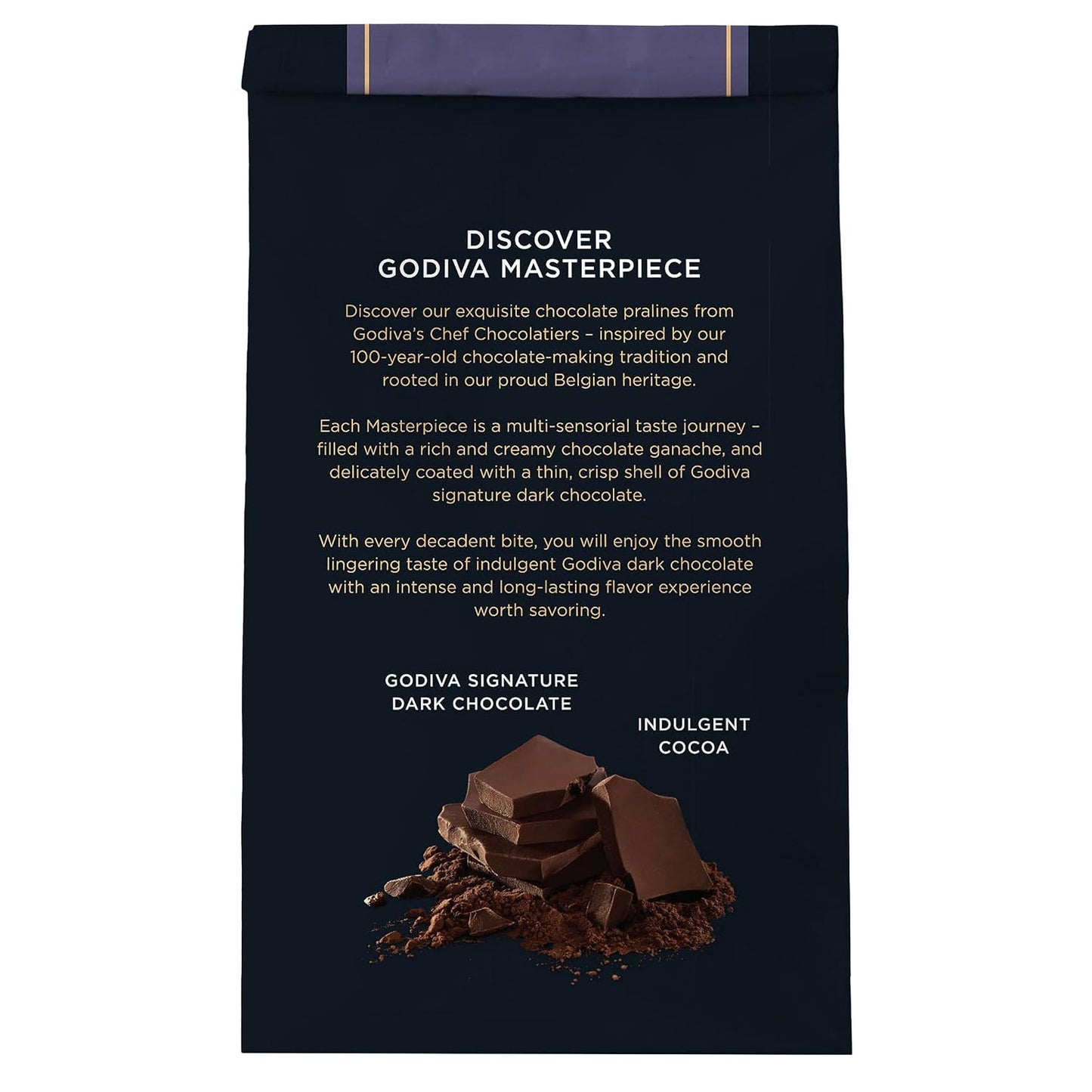 Godiva Masterpiece Dark Chocolate Bag, Individually Wrapped with Ganache Center, Gourmet Gift for Birthday, Holiday, Kosher, Halal, 15Oz