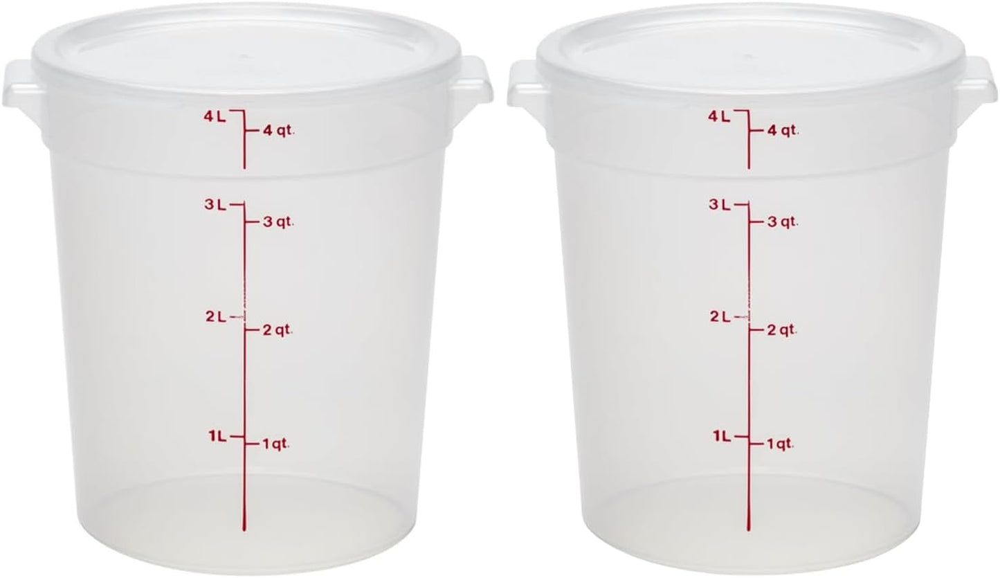 Food Storage Containers with Lids (Bpa-Free) - 4 Quart - Food Grade Buckets with Lids (2 Pack) - for Dough Proofing and Brining (Translucent)