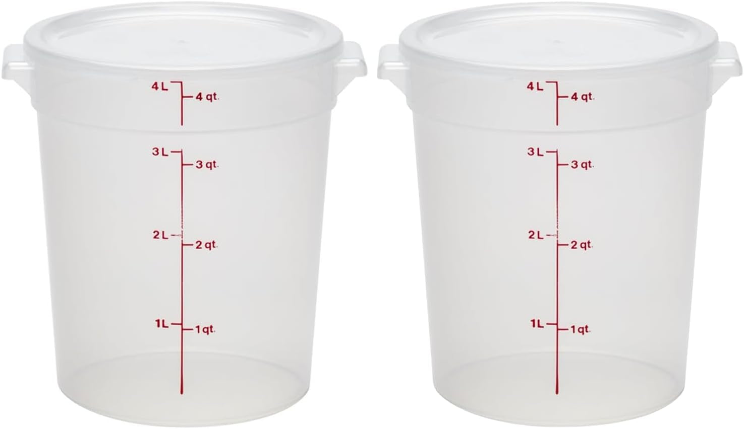 Food Storage Containers with Lids (Bpa-Free) - 4 Quart - Food Grade Buckets with Lids (2 Pack) - for Dough Proofing and Brining (Translucent)