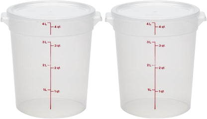 Food Storage Containers with Lids (Bpa-Free) - 4 Quart - Food Grade Buckets with Lids (2 Pack) - for Dough Proofing and Brining (Translucent)